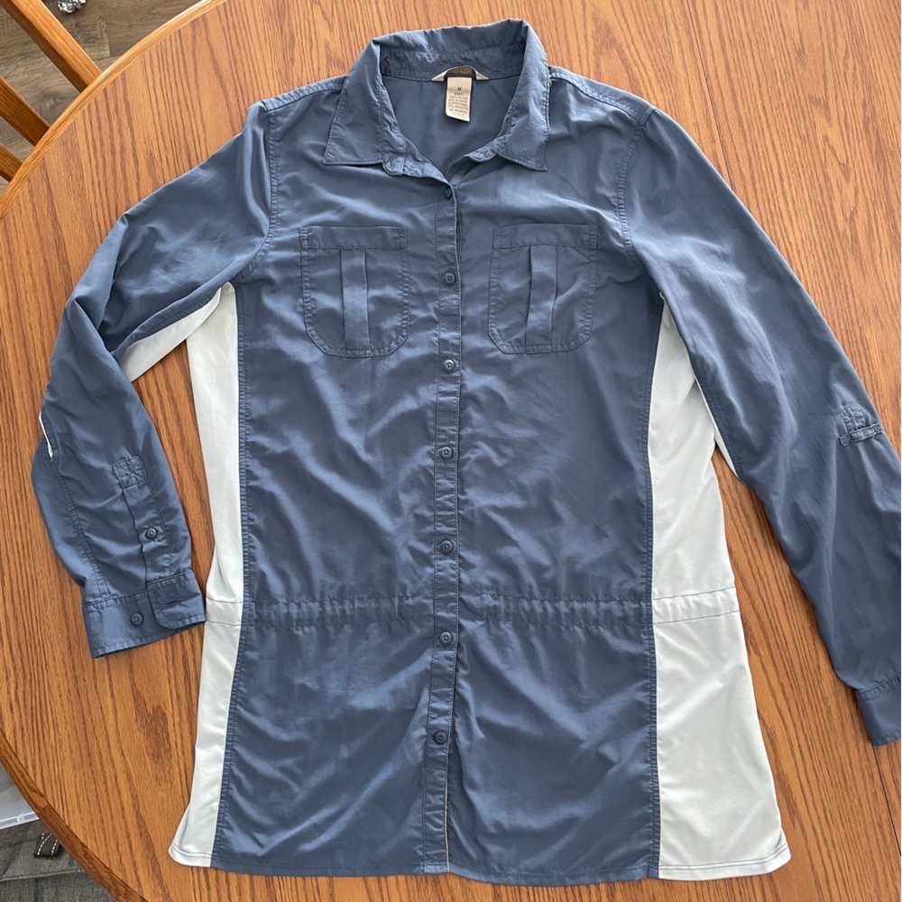 Duluth Trading Co Blue and Gray Shirt Jacket